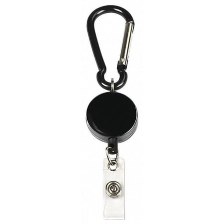 Cosco MyID Carabiner Reel for ID Badge Holders, Key Cards and ID Cards, Black Anodized Metal (075024)