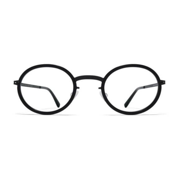 Mykita Men's Berthold Round Lens Acetate Eyeglasses Black