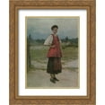 thumbnail image 1 of Mykola Pymonenko 2x Matted 20x24 Gold Ornate Framed Art Print 'Young Woman', 1 of 2