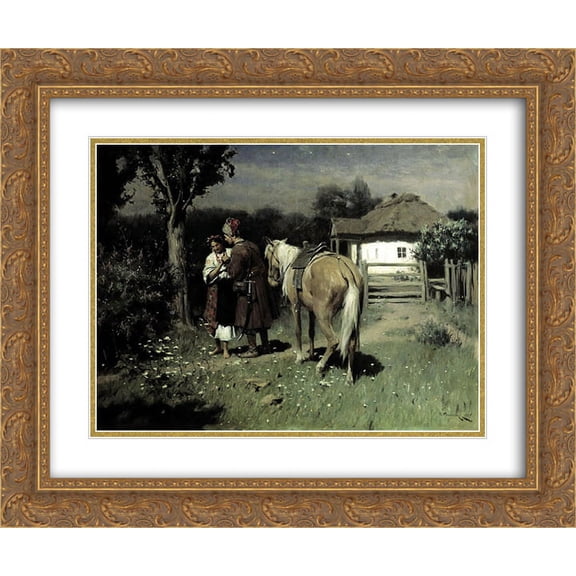 Mykola Pymonenko 2x Matted 24x20 Gold Ornate Framed Art Print 'Ukrainian Night'