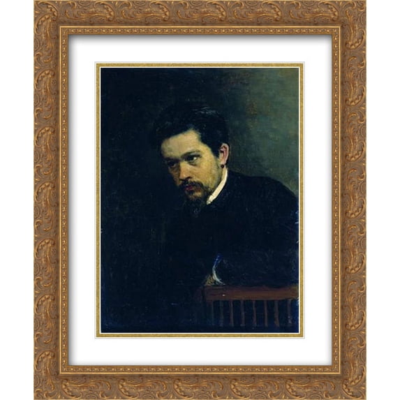 Mykola Yaroshenko 2x Matted 20x24 Gold Ornate Framed Art Print 'Self-portrait'