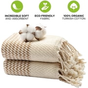Mykonos 2-Pack Turkish Cotton Hand Towels – Light Brown Boho, 40x19 in, Soft Absorbent Decorative Bathroom Towel Set