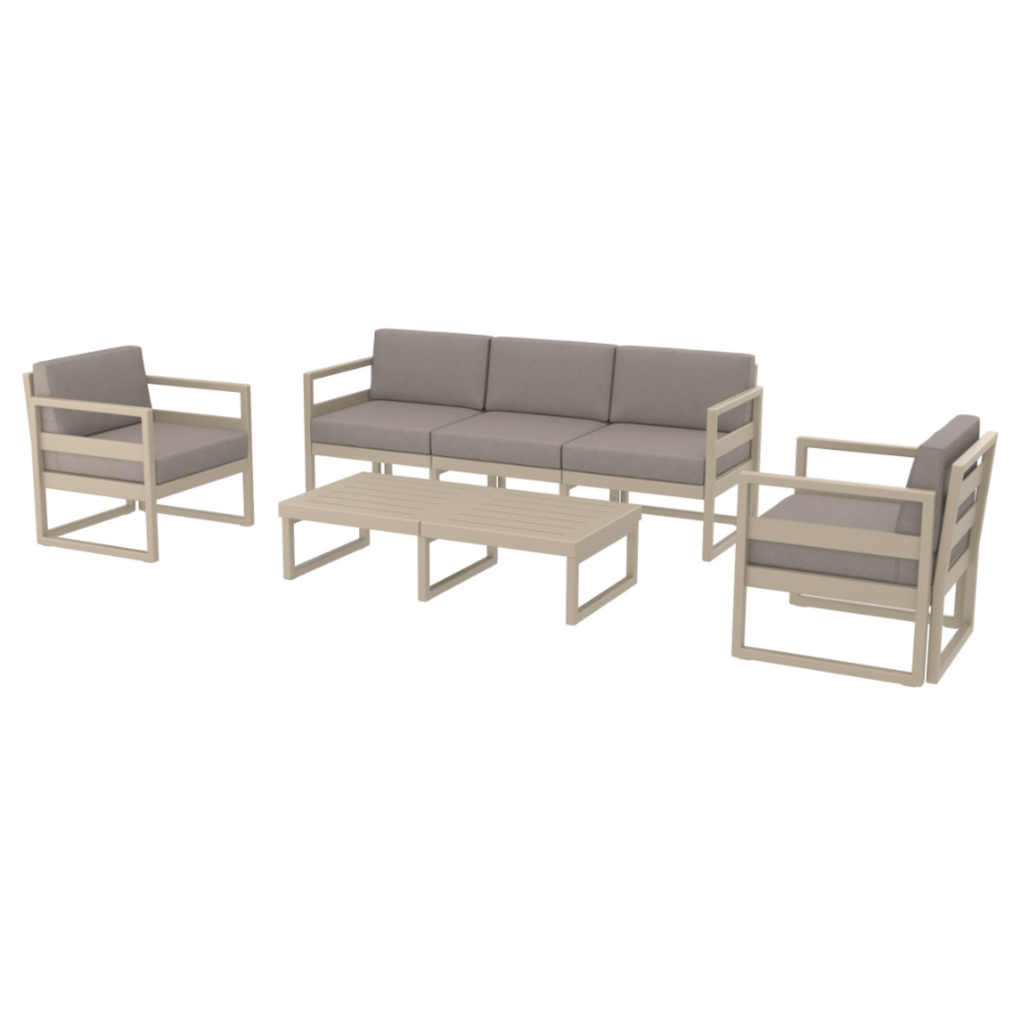 Mykonos 5 Person Lounge Set Taupe with Sunbrella Taupe Cushion - image 1 of 2