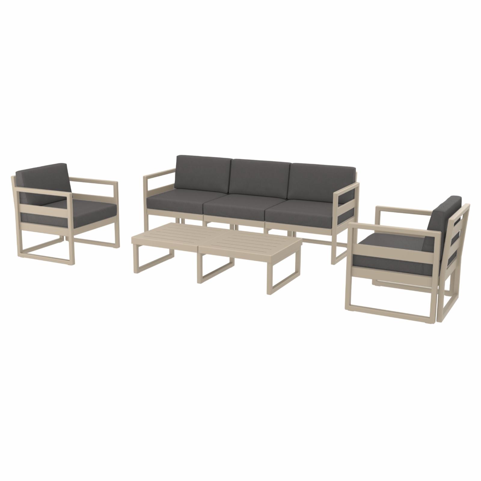 Mykonos 5 Person Lounge Set in White with Acrylic Fabric Taupe Cushions - image 1 of 3