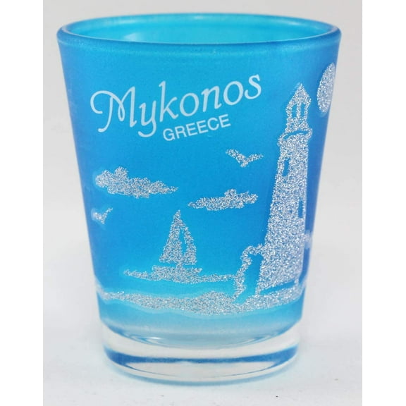 Mykonos Greece Neon Nautical Frosted Shot Glass