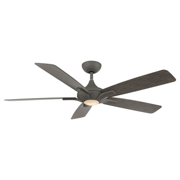 Mykonos Indoor and Outdoor 5-Blade Smart Ceiling Fan 60in Graphite Weathered Wood with 3000K LED Light Kit and Remote Control