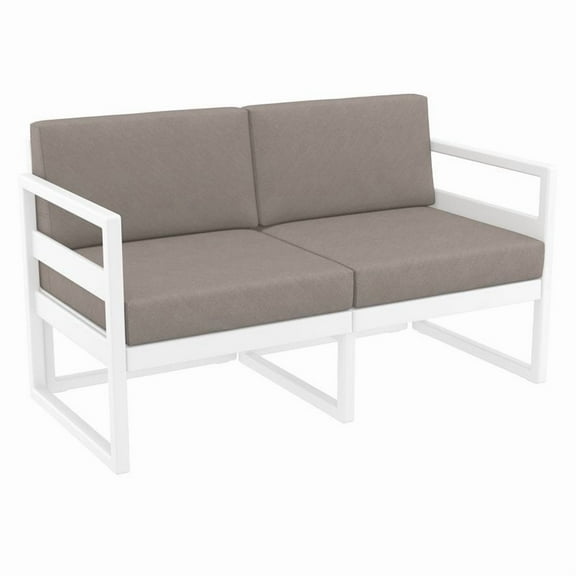 Mykonos Patio Loveseat White with Acrylic Fabric Cushions