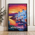 thumbnail image 1 of Mykonos Travel Print, Aegean Sea, Greece Illustration, Stretched Canvas 16x20in, 1 of 4