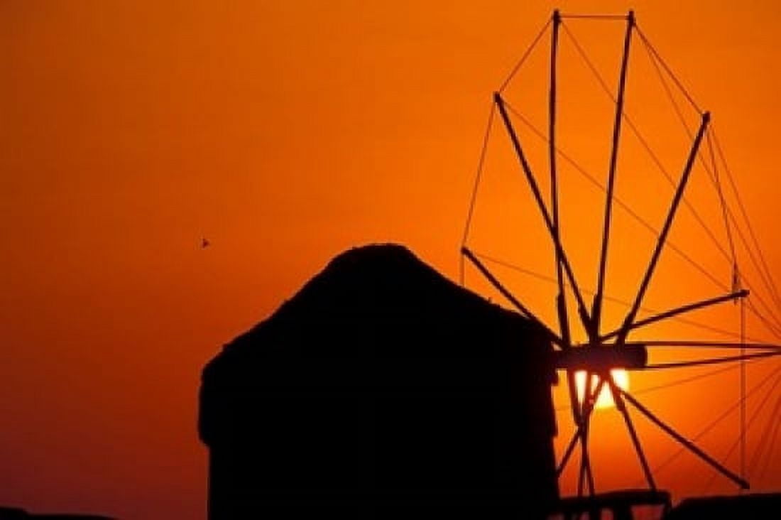 Mykonos Windmills Greece Canvas Art - Walter Bibikow DanitaDelimont (24 x 15)