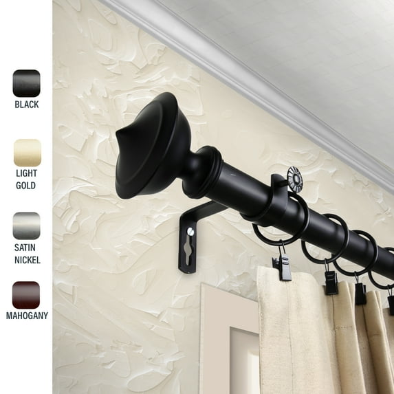 Myla 1" dia. Curtain Rod 160-240 inches - Black