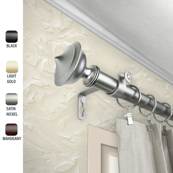 Myla 1" dia. Curtain Rod 160-240 inches - Satin Nickel