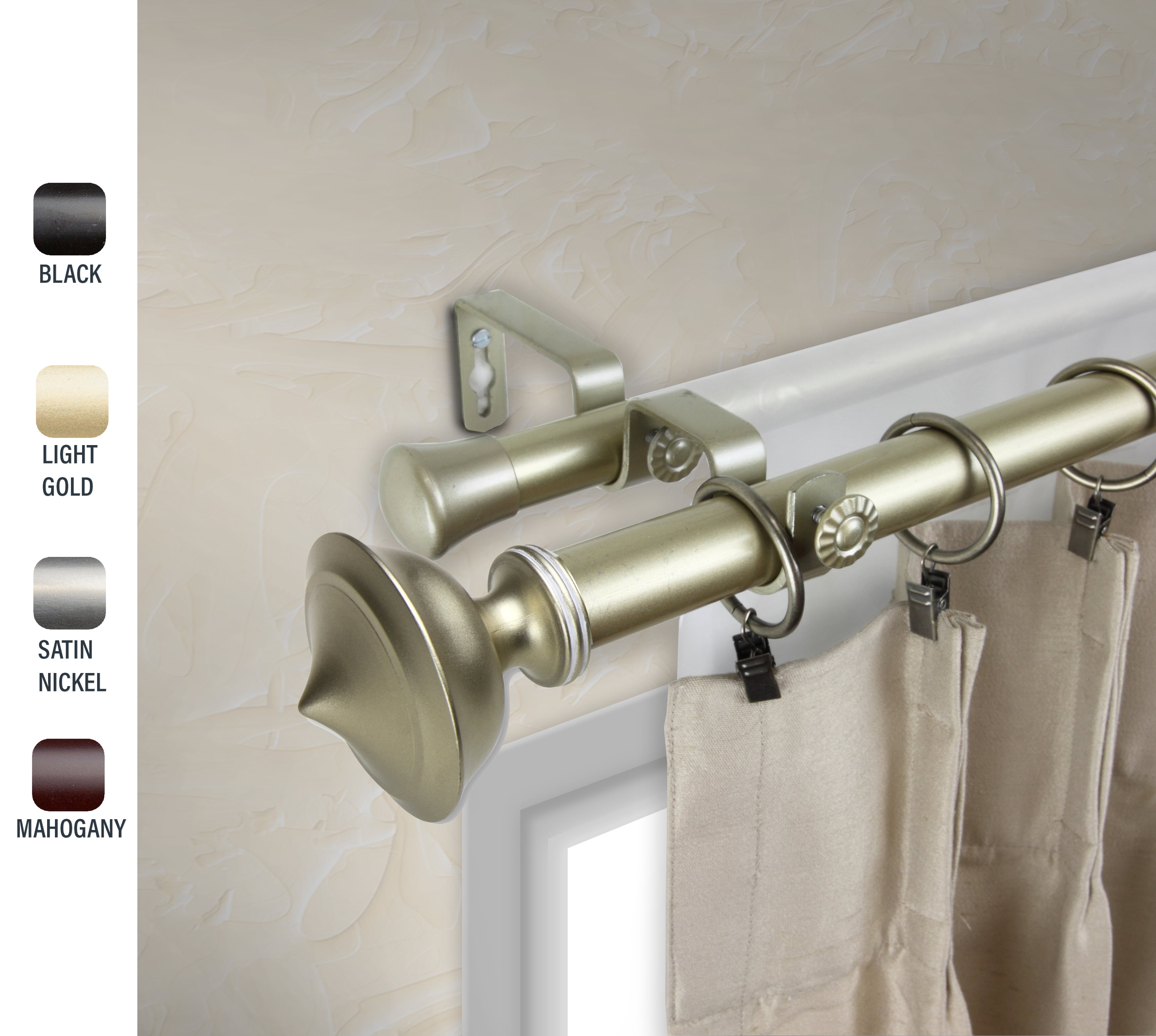 Myla 1" dia. Double Curtain Rod 160-240 inches - Gold