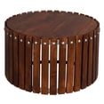 thumbnail image 1 of Myla 31 Inch Handcrafted Round Coffee Table with Vertical Planks, Iron Rivets, Dark Walnut Brown Acacia Wood- Saltoro, 1 of 7