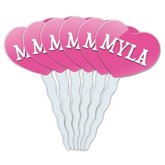 Myla Heart Love Cupcake Picks Toppers - Set of 6