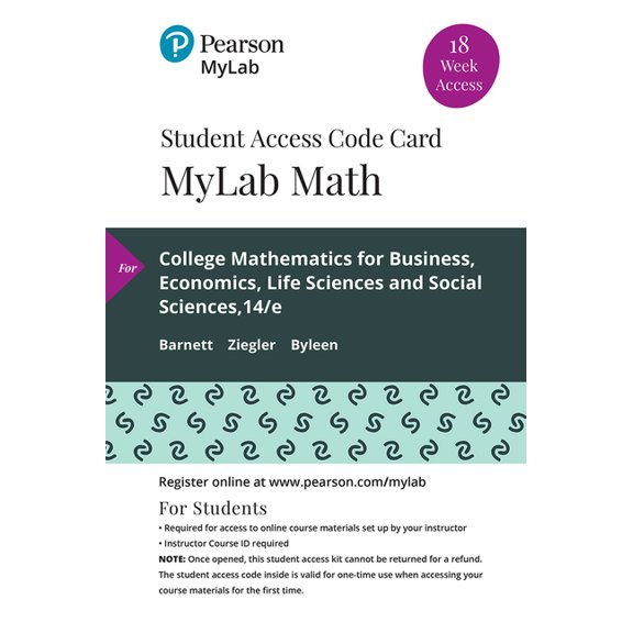 Pre-Owned Mylab Math with Pearson Etext -- 18 Week Standalone Access Card -- For College Mathematics for Business, Economics, Life, (Audiobook Download)