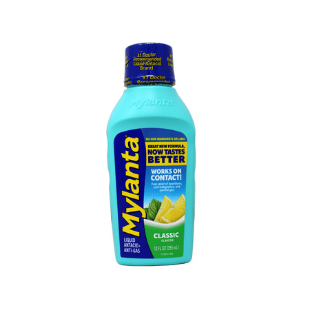 Mylanta Heartburn and Gas Relief, Liquid Antacid, Great New Formula, Now Tastes Better, Classic Flavor, 12 Fluid Ounce