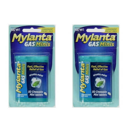 Mylanta Gas Minis, Artic Mint, 50 Count - Pack of 2