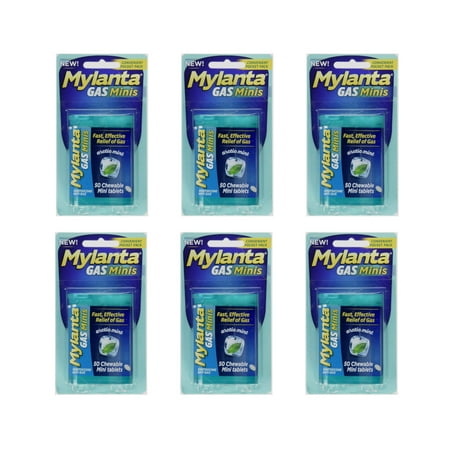 Mylanta Gas Minis, Artic Mint, 50 Count - Pack of 6