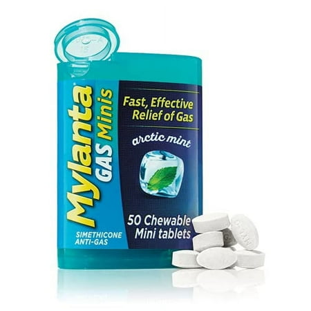 Mylanta Gas Relief Tablets, Mini-Tabs, Mint, 50 Count, 6 Pack