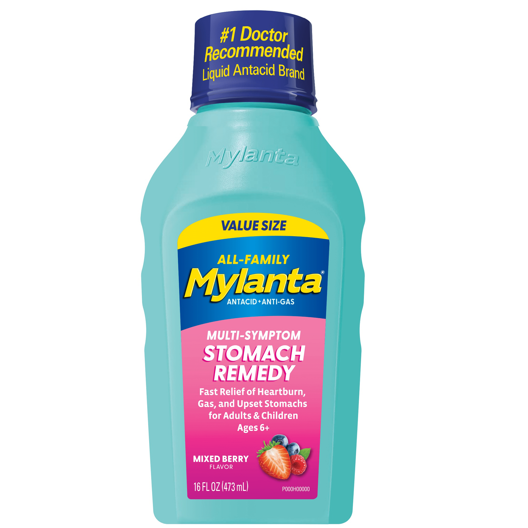 Mylanta Heartburn and Gas Relief, Liquid Antacid, Berry Flavor, Value Size 16 Fluid Ounces