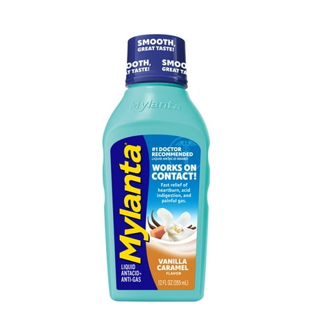 Mylanta Heartburn and Gas Relief, Liquid Antacid, Vanilla Caramel Flavor, 12 Fluid Ounce