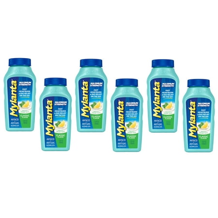 Mylanta Maximum Strength Antacid & Anti-Gas Liquid - Classic Flavor, Travel Size (3.4oz) - Pack of 6