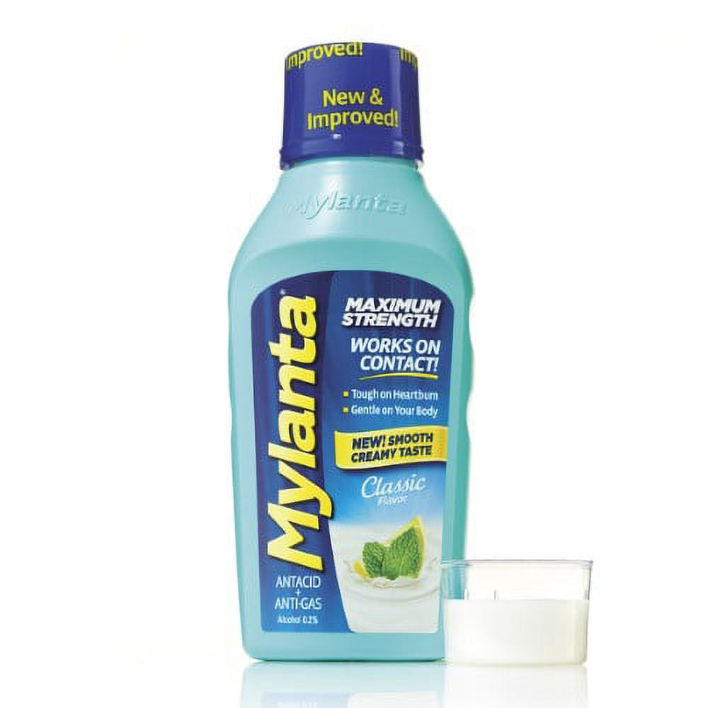 Mylanta Maximum Strength Antacid and Anti-Gas, Classic Flavor, Fast Relief for Heartburn and Gas, 12 Fl oz (Pack of 6)