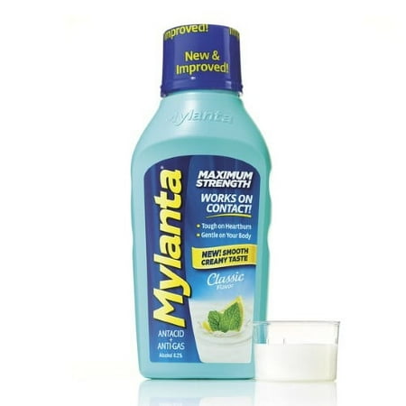 Mylanta Maximum Strength Antacid and Anti-Gas, Classic Flavor, Fast Relief for Heartburn and Gas, 12 Fl oz (Pack of 4)
