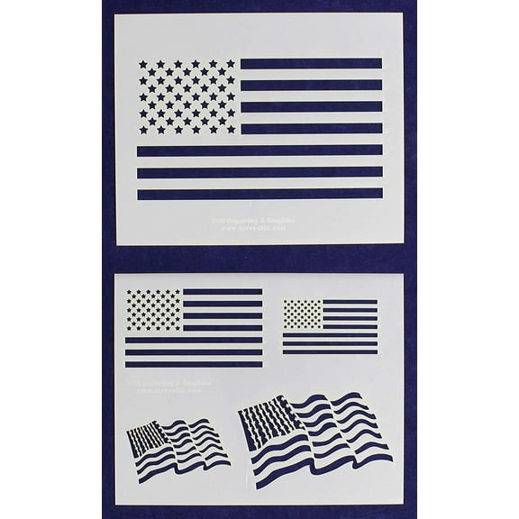 Mylar 2 Pieces of 14 Mil 8" X 10" Us Flag Stencils- Painting /Crafts/ Templates