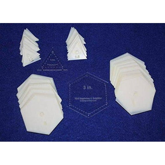 Mylar 3" Hexagon & 1.5" Equilateral Triangle 102 Piece Set - Quilting / Sewing Templates
