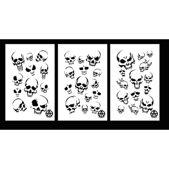 Mylar Camo Skull Gun Painting Stencils Camouflage for cerakote 3 Pack Skulls Set