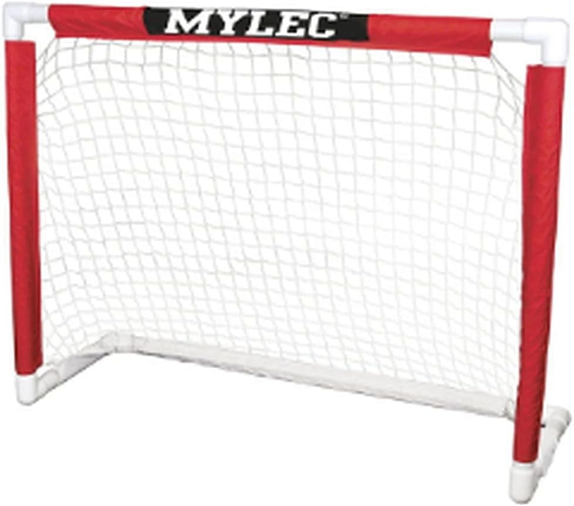 Mylec Junior Hockey PVC Goal (48" x 37"), Easy Assembly, Lightweight & Durable, Sleeve Netting System, (White & Red, 6 Pounds)