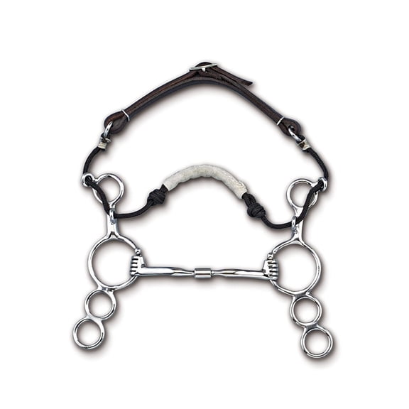 Myler MB 01 Combination Bit - Sweet Iron Comfort Snaffle with 6-Inch Shank and Leather Noseband