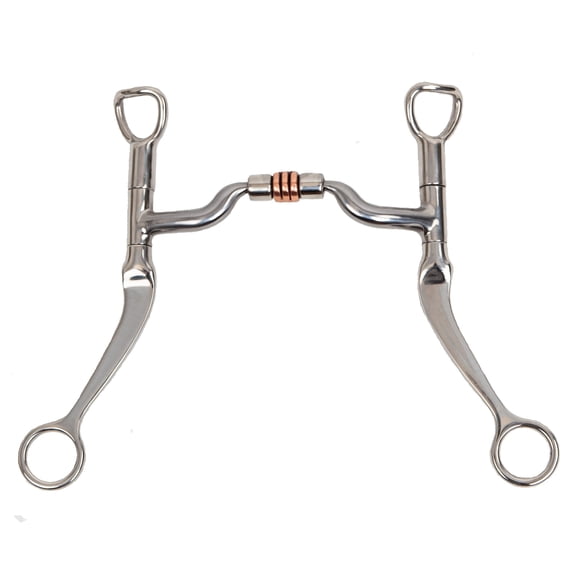 Myler Flat Shank with Medium Wide Low Port MB 05 with Copper Roller (Stainless Steel, 5")