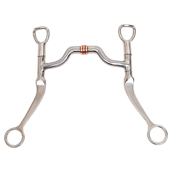 Myler Flat Shank with Medium Wide Ported Barrel MB 33 with Copper Roller (Stainless Steel, 5")