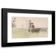 thumbnail image 1 of Myles Birket Foster 14x10 Black Modern Framed Museum Art Print Titled - The Jetty, 1 of 5