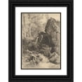 thumbnail image 1 of Myles Birket Foster 18x24 Black Ornate Framed Double Matted Museum Art Print Titled: An Old English Mill, 1 of 5