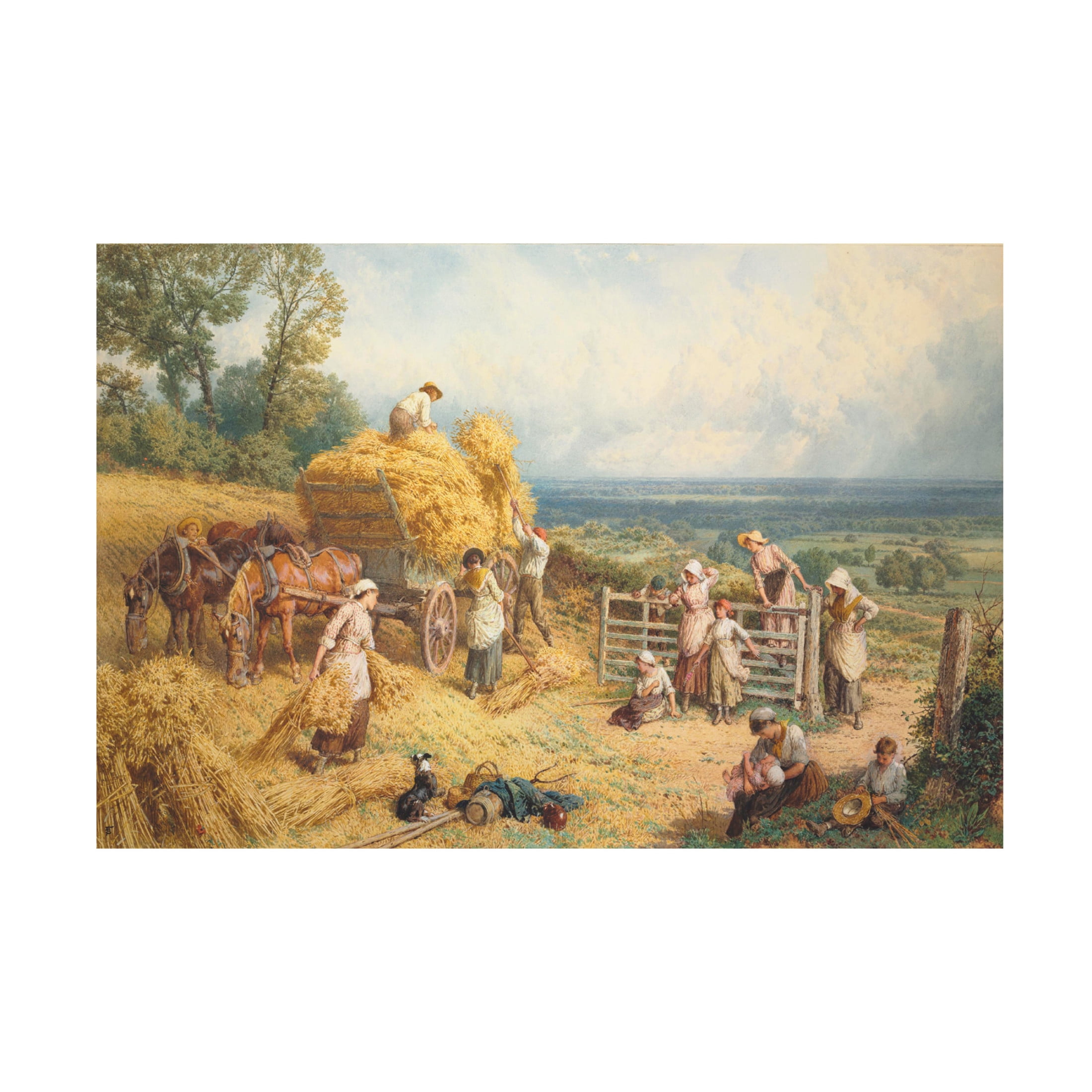 Myles Birket Foster 'Harvest Time' Canvas Art - 32 x 22 Inches