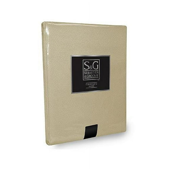 Myles International TCX0901210 Tablecloth, Beige Basketweave, Oblong, 60 x 104-In.