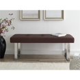 thumbnail image 1 of Posh Living Myles Faux Leather Bench with Stainless Steel Legs in Brown/Chrome, 1 of 8