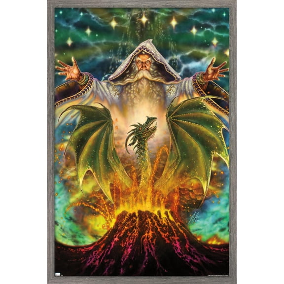 Myles Pinkney - Dragon Mountain Wall Poster, 14.725" x 22.375", Framed