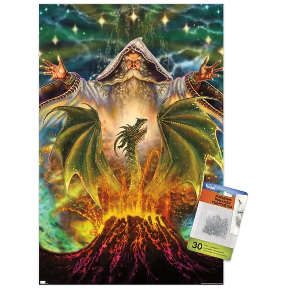 Myles Pinkney - Dragon Mountain Wall Poster with Pushpins, 14.725" x 22.375"