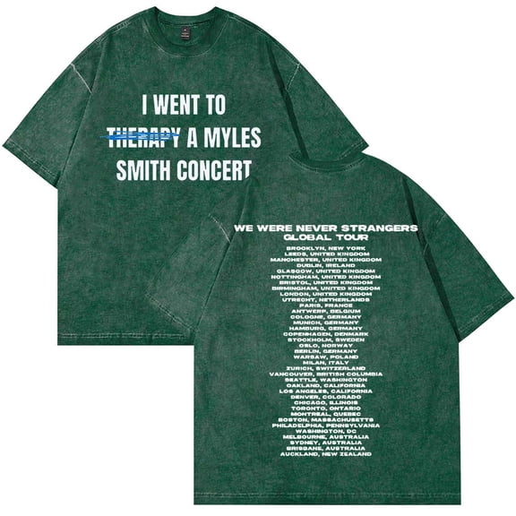 Myles Smith Therapy T-Shirt Cotton Wash Tee We Were Never Strangers World Tour Women Men Short Sleeve Crewneck Tee