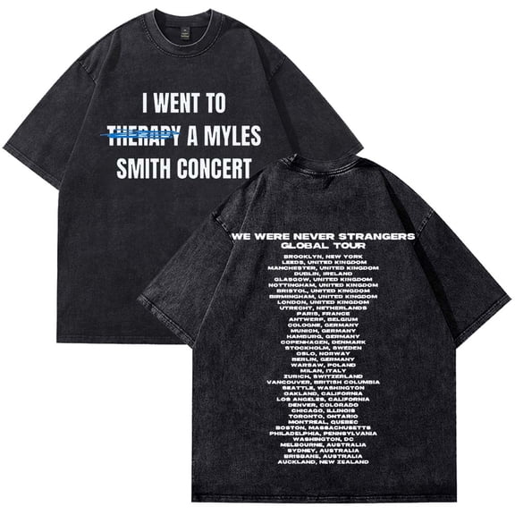 Myles Smith Therapy T-Shirt Cotton Wash Tee We Were Never Strangers World Tour Women Men Short Sleeve Crewneck Tee