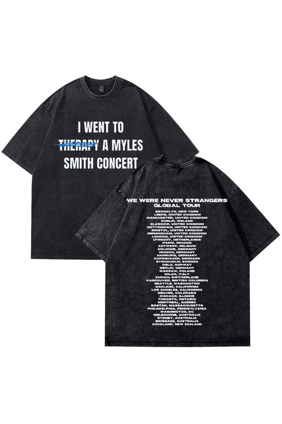Myles Smith Therapy T-Shirt Cotton Wash Tee We Were Never Strangers World Tour Women Men Short Sleeve Crewneck Tee