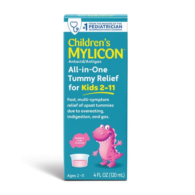 Mylicon Gas Reliever for Babies, Bubble Gum Flavor, All-In-One Tummy ...