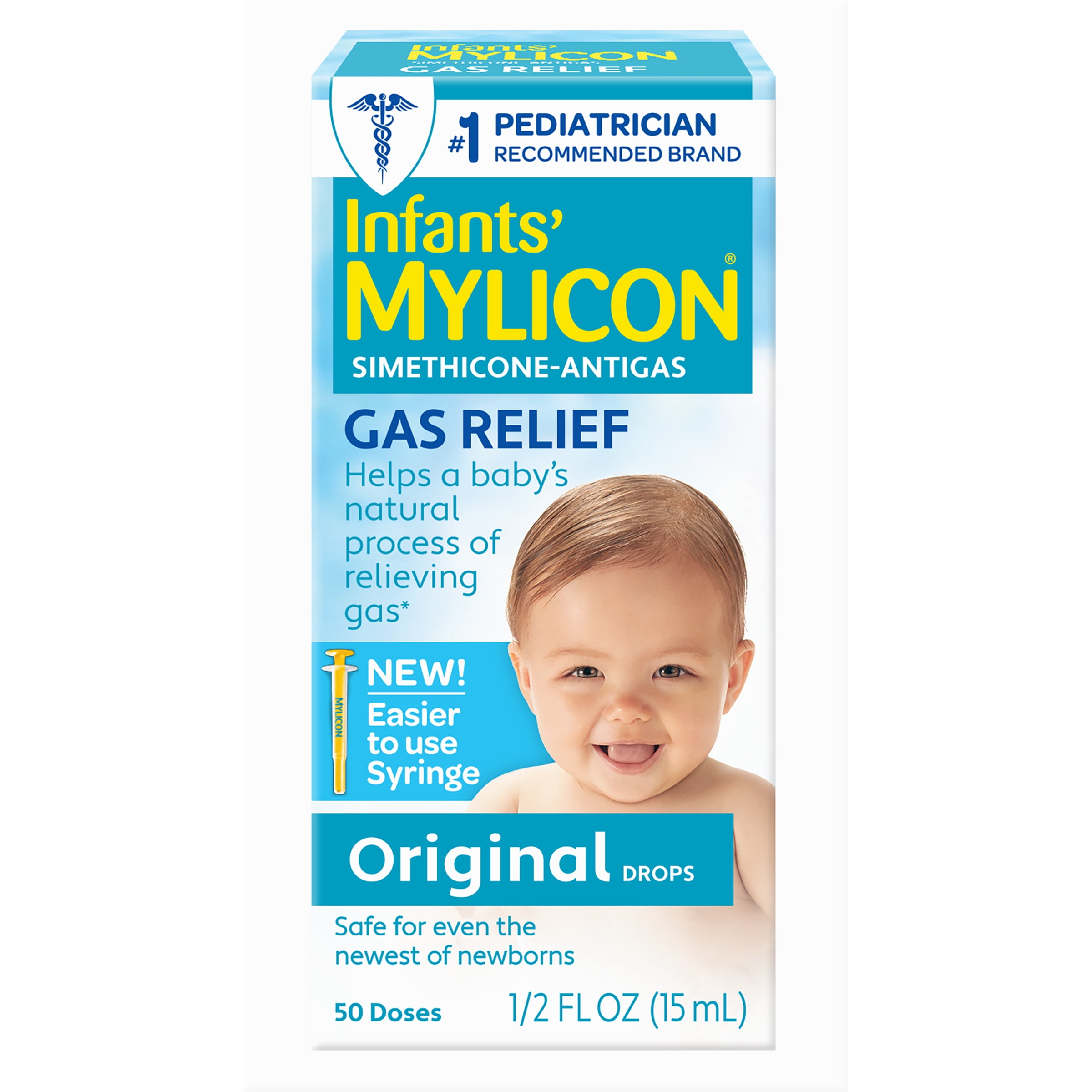 Mylicon Infants' Gas Relief Drops, Alcohol Free, Simethicone, for Infant Gas and Discomfort, with Syringe, 0.5 fl oz