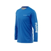 Myliigor Men's Long Sleeve 50+ Uv protection Fishing Shirts Uv Polyester Performance Fishing Shirts Quick Dry Fishing t Shirts Sizes:S-3XL Bule