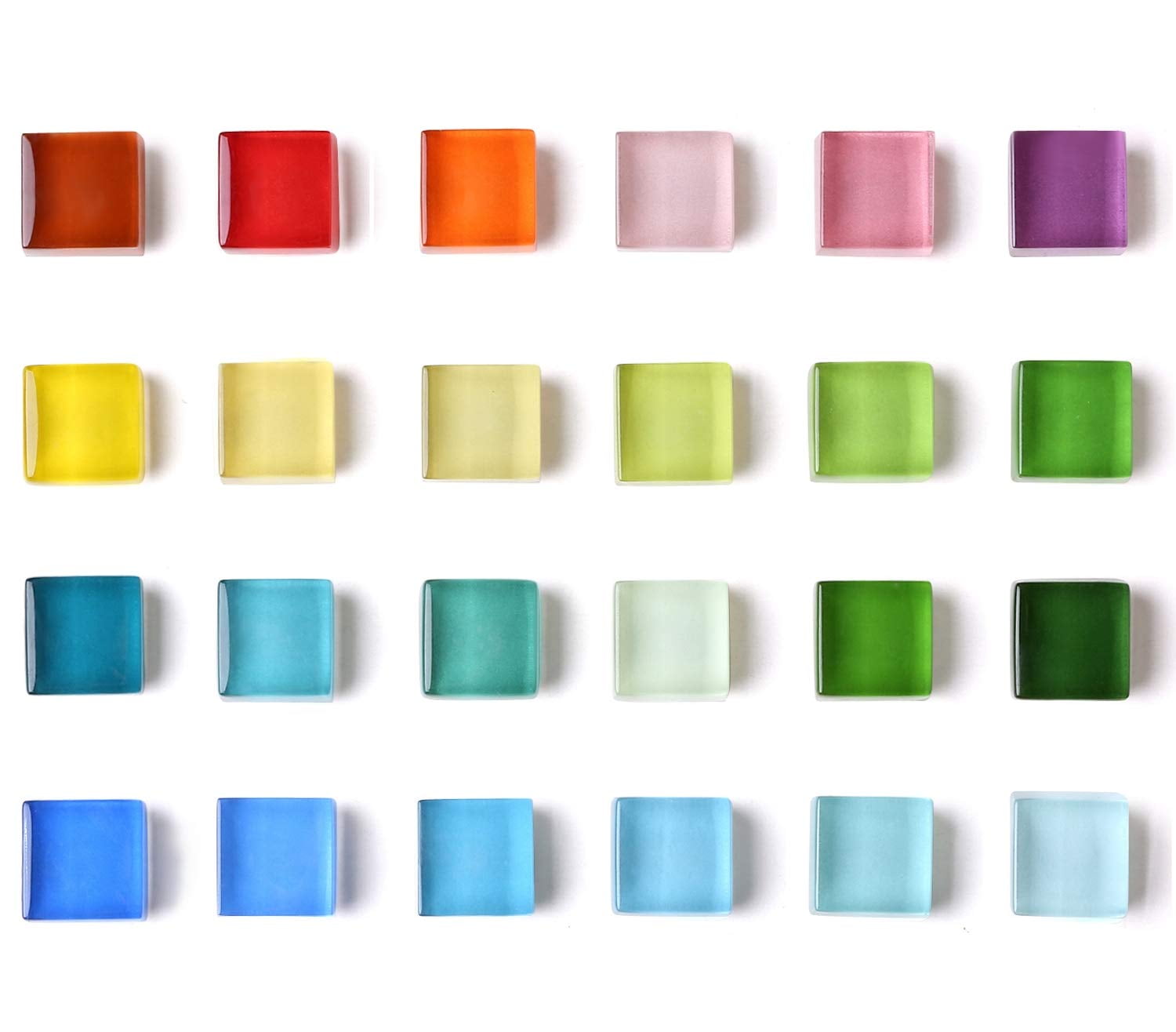 Colorful Glass Square Refrigerator Magnets Set of 24