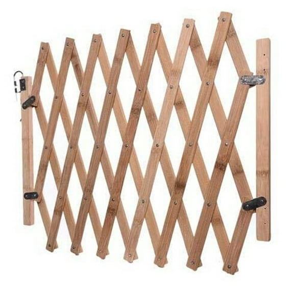 Mynkyll Standing Wooden Retractable Sliding Fence Door Gate Guard Divider Patio & Garden